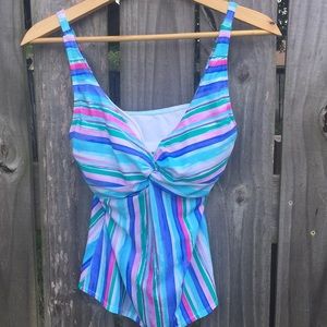 Kim Rogers Striped Swim Top Tankini Size Small New
